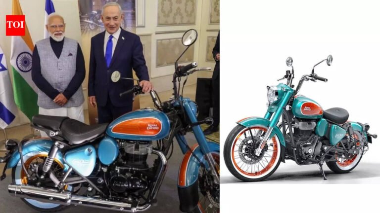 PM Modi, Netanyahu pose with Royal Enfield bike at tech summit in Israel |
