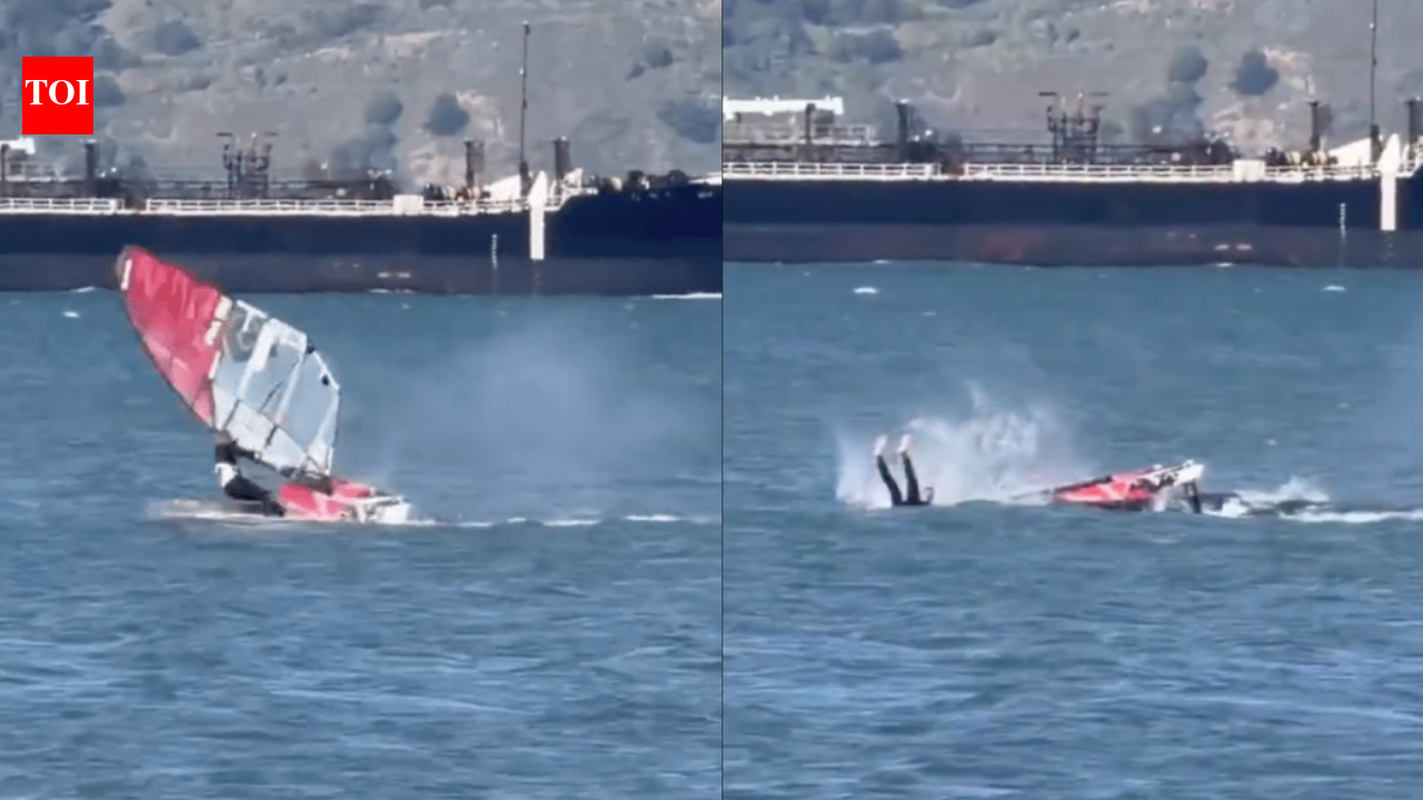 Watch video Windsurfer hits whale in ‘unbelievable mid ride moment caught