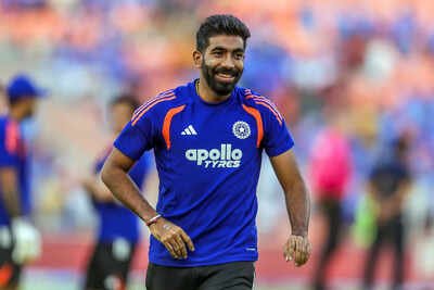ahmedabad feb 22 ani india39s jasprit bumrah during a warm up session before
