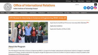 iitk invites foreign students to apply for rise 2026 research internship programme