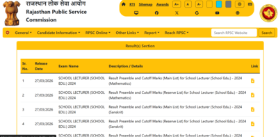 rpsc school lecturer result 2026 declared