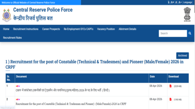 crpf constable recruitment 2026 notification for 9195 vacancies