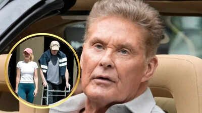david hasselhoff 73 steps out with a walker with his wife hayley roberts during recovery phase
