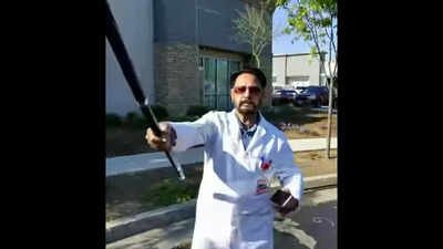 indian doctor jaipal sidhu was seen wielding a cane stick during a fight over parking spot in fresno california