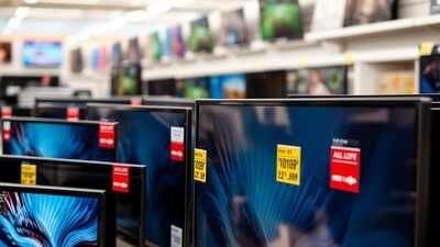 modern tvs on display