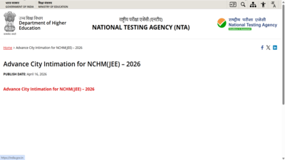 nta nchm jee 2026 exam city intimation slip