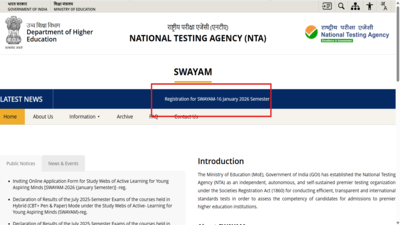nta opens applications for swayam 2026 january semester