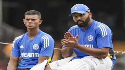bengaluru indian captain rohit sharma and yashasvi jaiswal during a training se