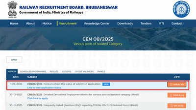 rrb isolated categories application status 2026 announced for accepted conditional and rejected applications