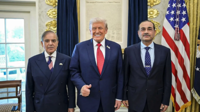 us president donald trump during a meeting with pakistan prime minister shehbaz sharif and field marshal asim munir at the white house
