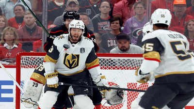 brayden mcnabb knocked out of stanley cup final game 2 after taking a puck to the face