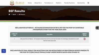 bsf constable tradesman result 2025 released pet pst qualifiers move to recruitment written