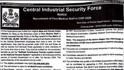cisf asi paramedical staff recruitment 2026