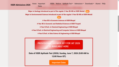 iiser iat 2026 answer key