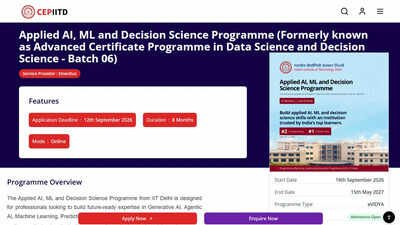 iit delhi invites applications for applied ai ml and decision science programme 2026