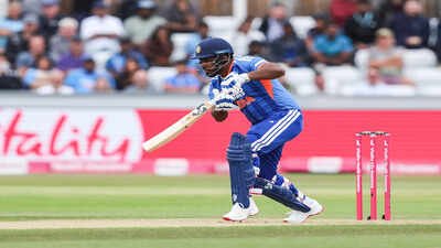 1783150648 chester le street england jul 01 ani india39s sanju samson plays a shot dur