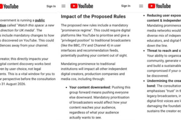 YouTube alerts UK creators over govts proposed algorithm changes Nigel