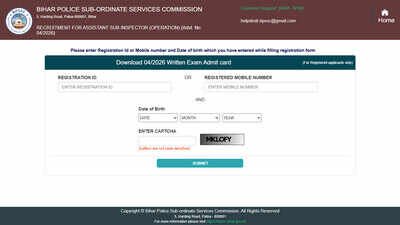 bihar police asi admit card 2026