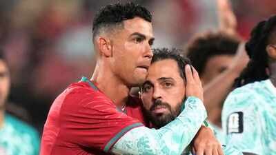 cristiano ronaldo with portugal teammate bernardo silva ap photo