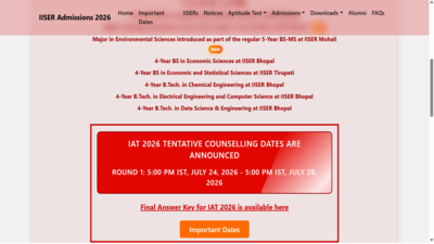 iiser 2026 counselling schedule