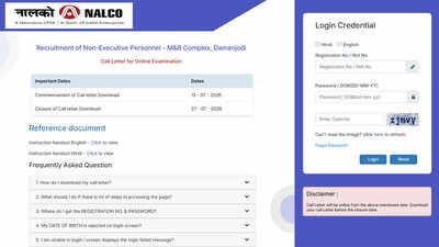 nalco releases non executive admit card 2026 for cbt