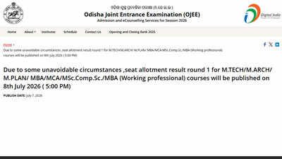 ojee 2026 round 1 seat allotment for pg courses scheduled for release at 5 pm today