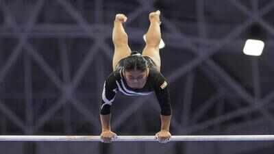 pranati nayak of india competes on the balance beam at the women39s team artistic