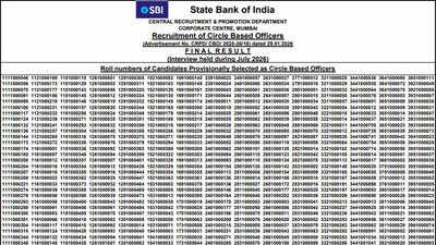 sbi circle based officer final result 2026 released for 2273 vacancies download pdf now