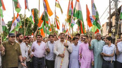 bjp workers organize tiranga rally in jammu