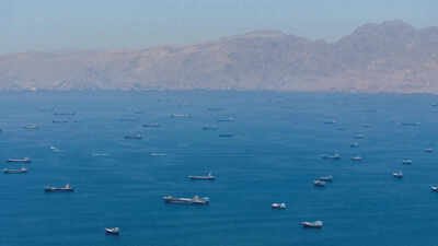 file photo vessels anchored at the strait of hormuz