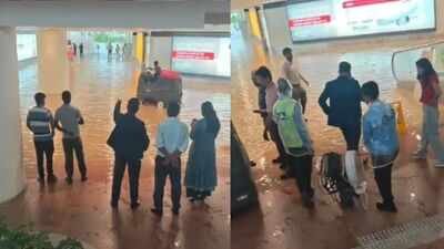 heavy rain caused temporary waterlogging near noida international airports terminal and parking area