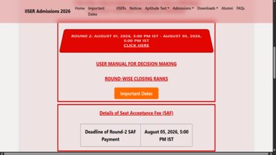 iiser iat 2026 round 2 seat allotment result