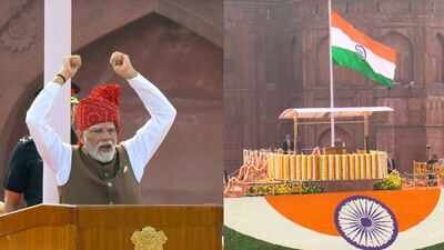 prime minister narendra modi addresses the nation from the red fort on the occasion of independence day