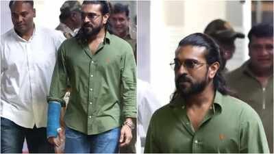 ram charan arrives in hyderabad after chiranjeevis birthday celebrations fb
