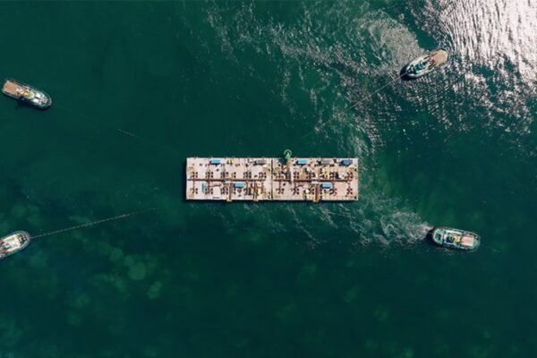 Belgium sank 23 concrete blocks weighing 22000 tons each in