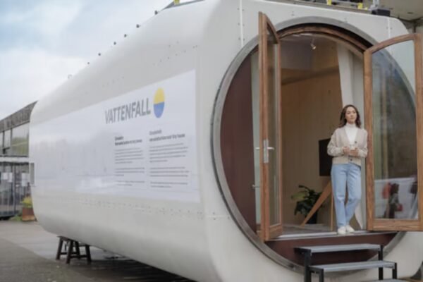 Retired wind turbines are being transformed into tiny solar powered houses