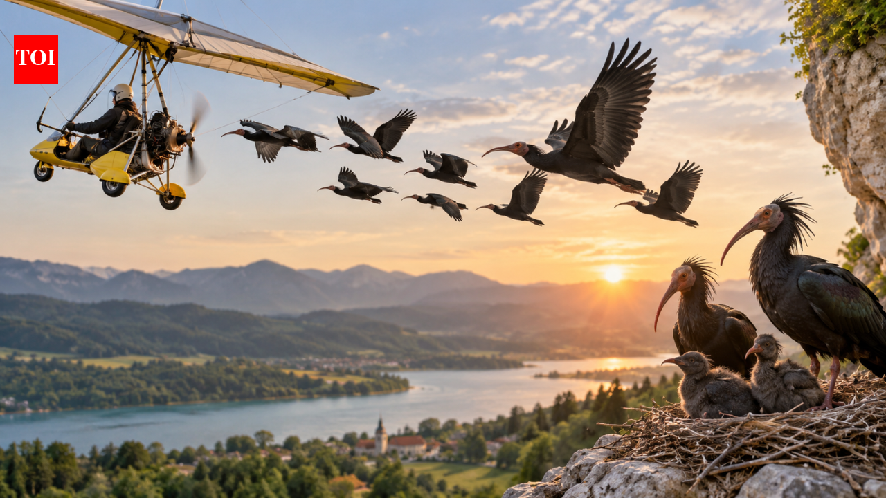 Scientists used a microlight aircraft to teach bald ibises a