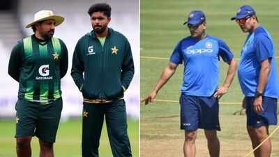 sarfaraz ahmed babar azam left and ms dhoni ravi shastri