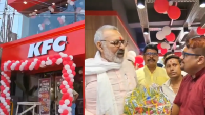 the inauguration of the first kfc outlet in begusarai city by union minister giriraj singh