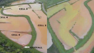 visual observations indicated a retention time of about 61 minutes in cell 3 and 66 minutes in cell 4