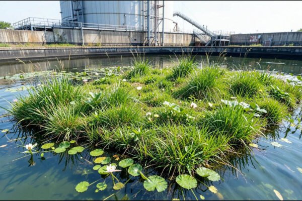 England transformed an unused wastewater tank into a floating wetland