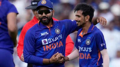 indias yuzvendra chahal right celebrates with india captain rohit sharma afte