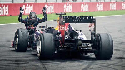 sebastian vettal red bull formula one driver sebastian vettel of germany bows down in front of his