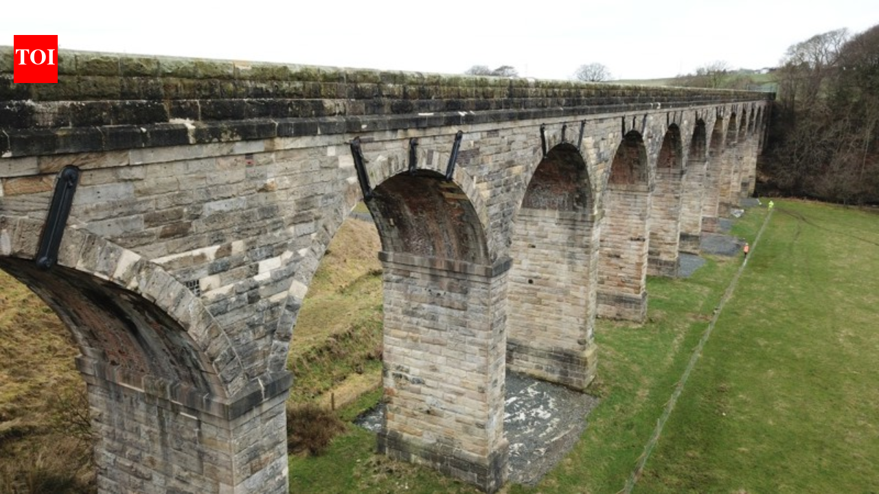 A railway viaduct built in 1854 was repaired with bat